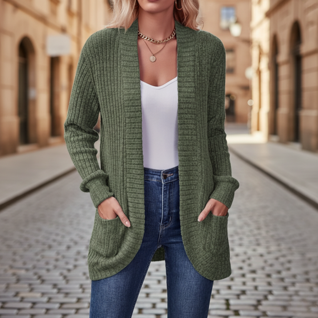 Women's Knitted Cardigan with Pockets Available