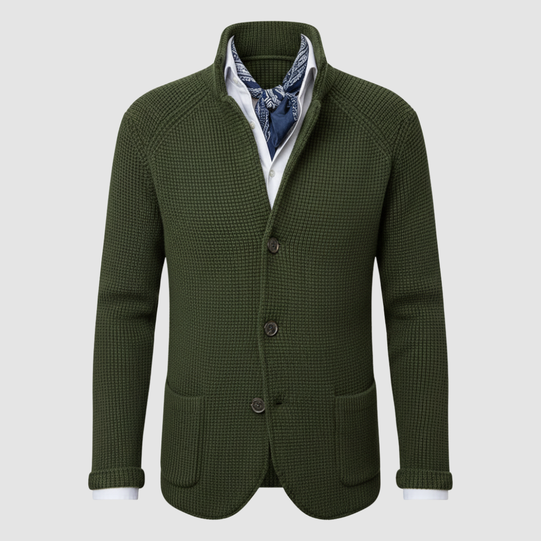 Men's Double-Breasted Coat with High Collar