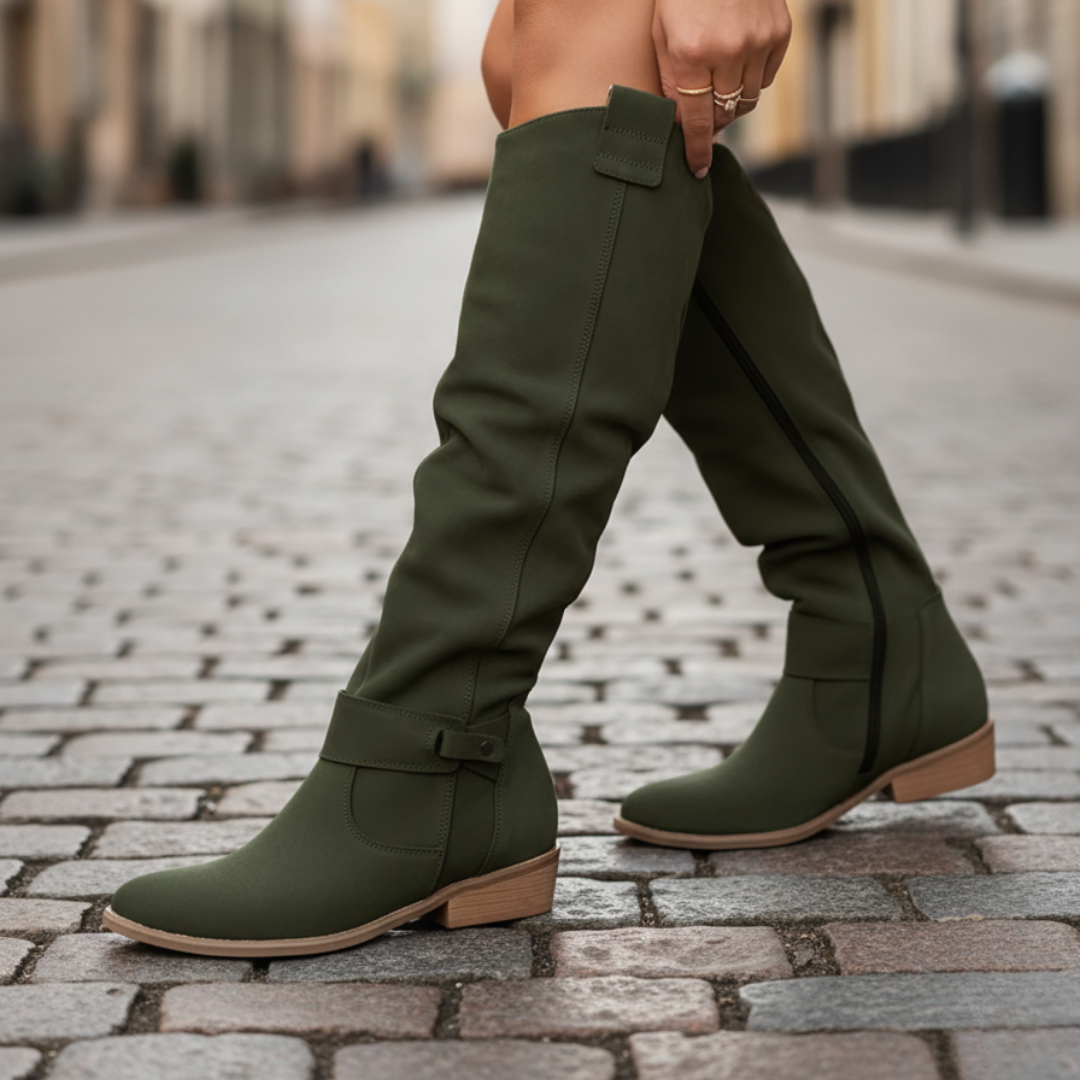 Women's Faux Leather Boots with Zipper