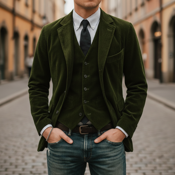Giacca da uomo in velluto con gilet