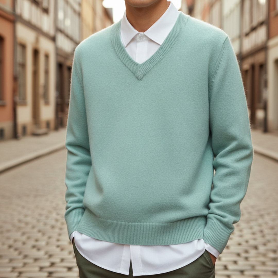 Men's Solid V-Neck Sweater