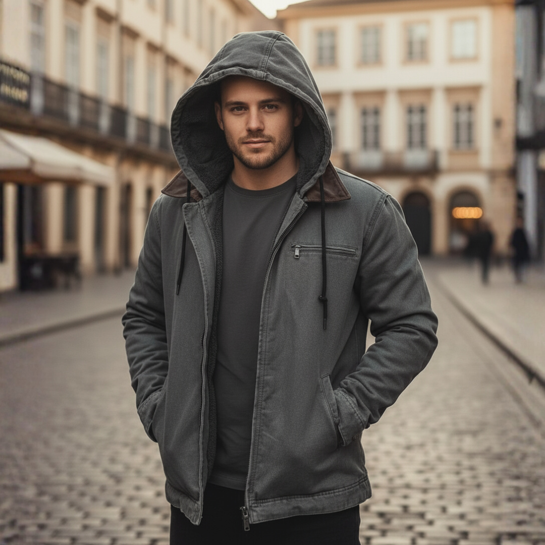 Men's Winter Jacket with Inner Fur, Durable Fabric