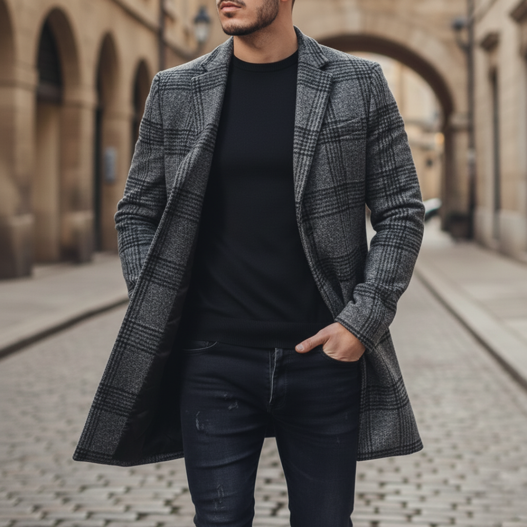 Men's Winter Checked Tailored Coat