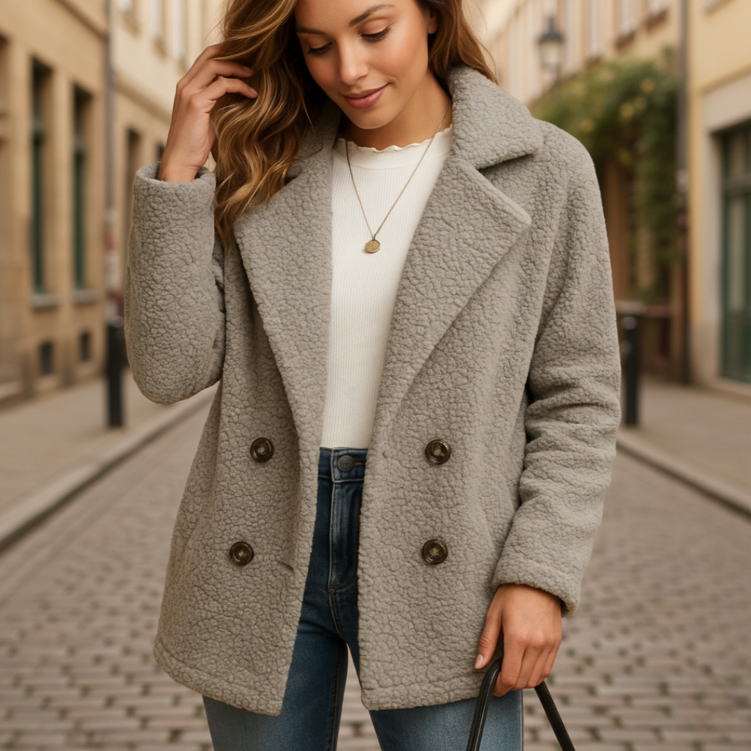 Women's Winter Teddy Jacket in Mixed Wool Fabric