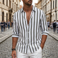 Men's Slim Fit Vertical Striped Shirt in White