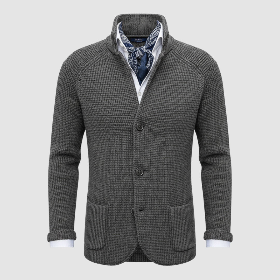 Men's Double-Breasted Coat with High Collar
