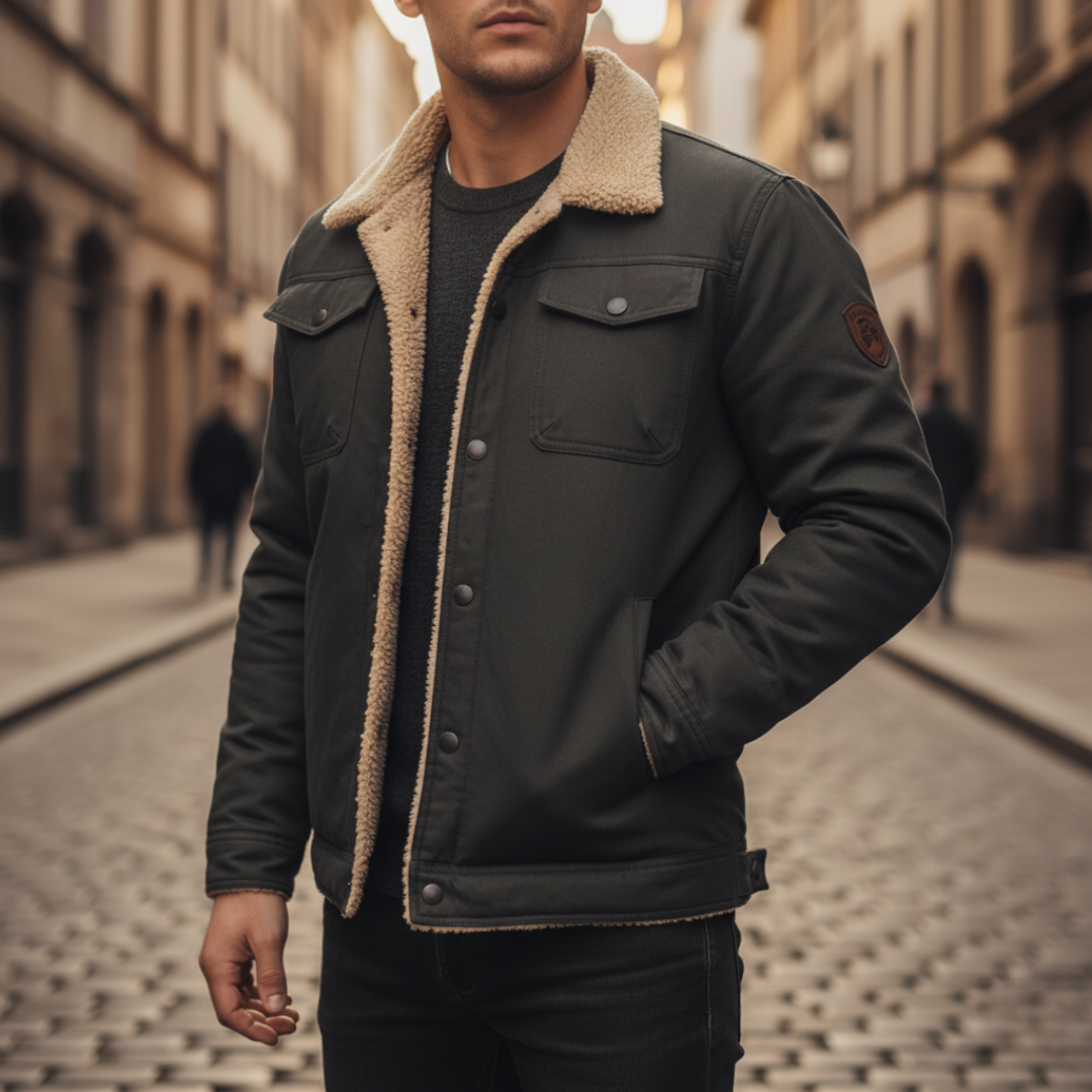 Men's Jacket with Hood and Side Pockets