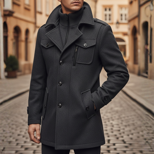 Men's Coat with Pockets and Zipper