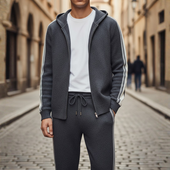 Completo felpa con cappuccio da uomo in maglia morbida