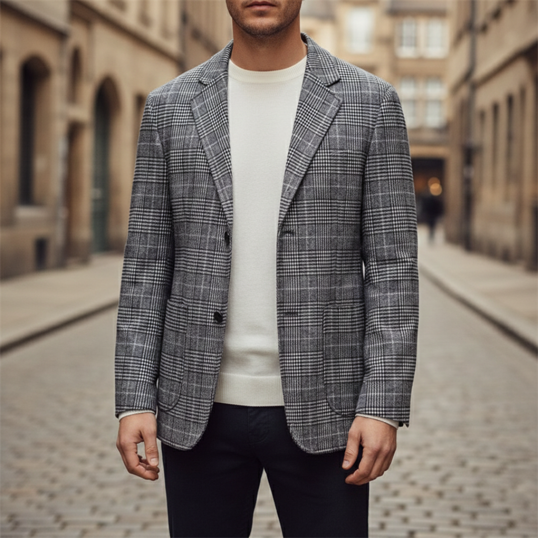 Slim Fit Men's Checkered Blazer