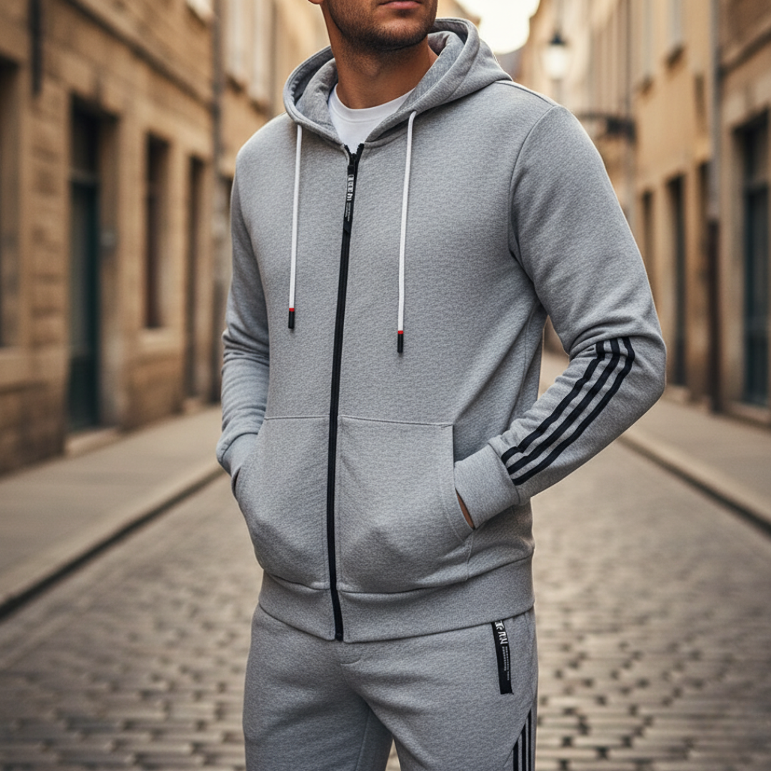Men's Sports Tracksuit with Zip in Mixed Fibers