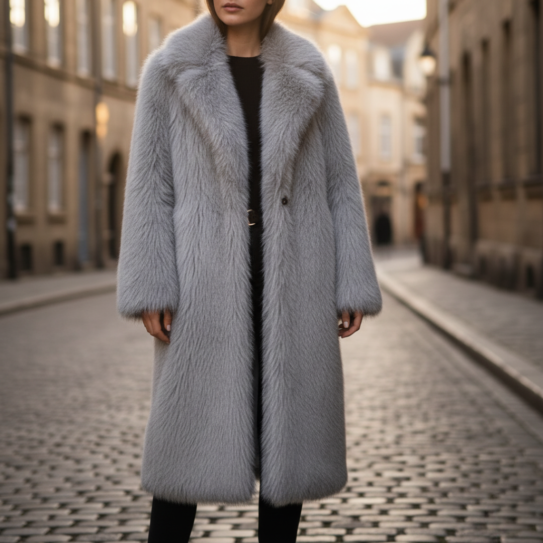Long Synthetic Fur Coat for Women