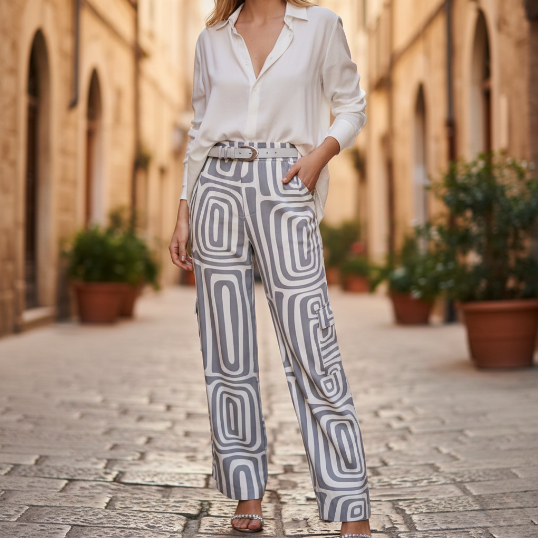 High-Waisted Pants and White Shirt Women's Summer Set