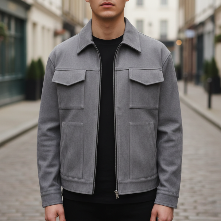 Men's Fabric Jacket with Front Pockets