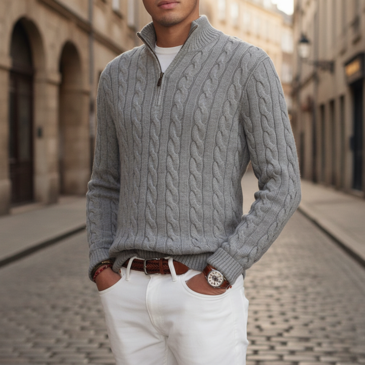 Men's Half Zip Cable Knit Sweater