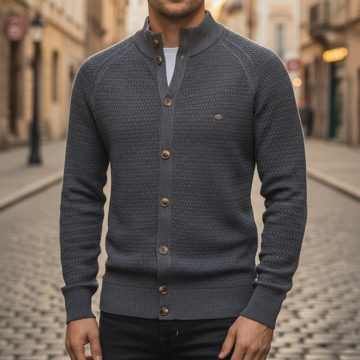 Men's Cardigan in Soft Yarn with Buttons