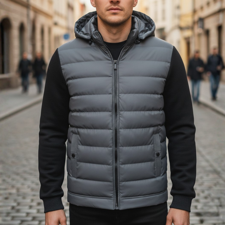 Hybrid Men's Jacket in Technical Fabric with Hood
