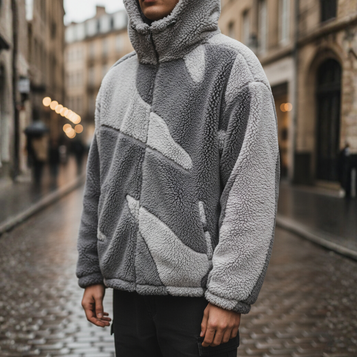 Men's Hooded Jacket with Camo Design