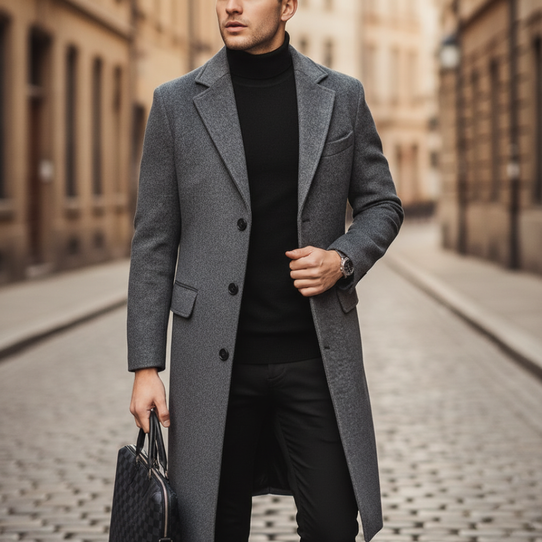Men's Fabric Coat with Pocket