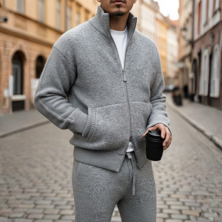 Men's Wool Knit Zip Jacket