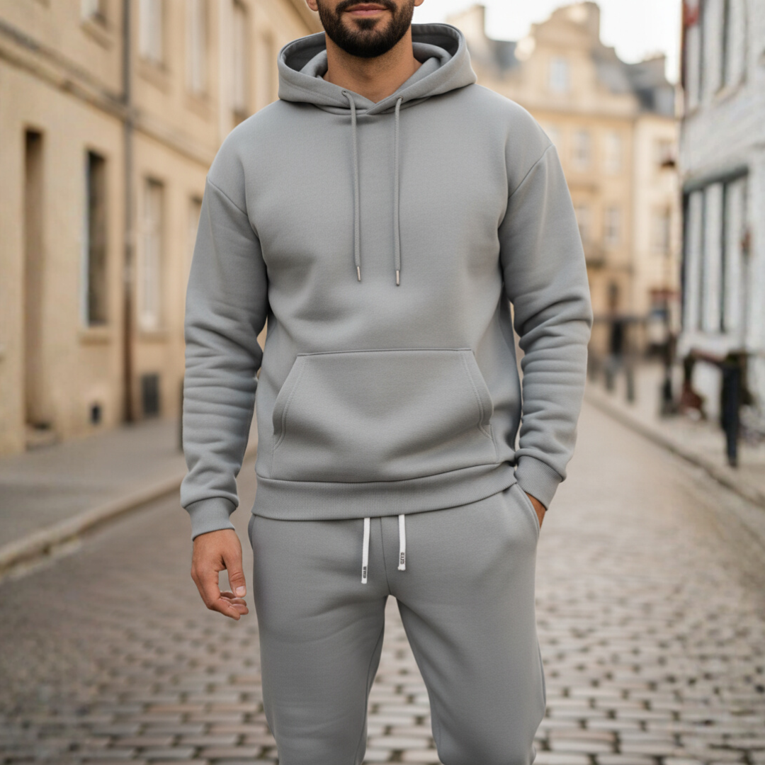 Men's Casual Fleece Tracksuit with Hood