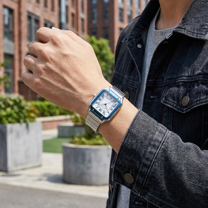 Orologio sportivo da uomo in acciaio con data, casual