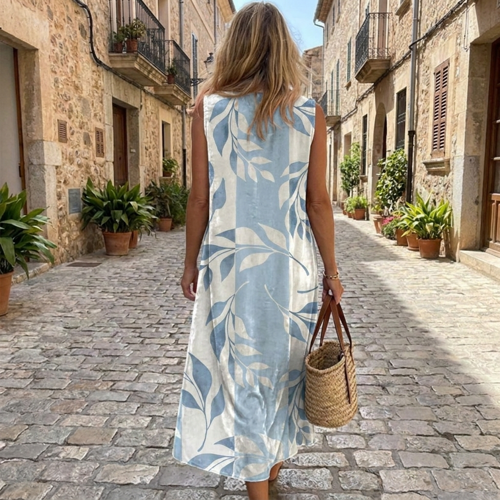 Women's Floral Velvet Maxi Dress | Elegant Sleeveless Summer Outfit 2