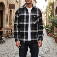 Men's Flannel Checkered Shirt Sleeveless Long Sleeve