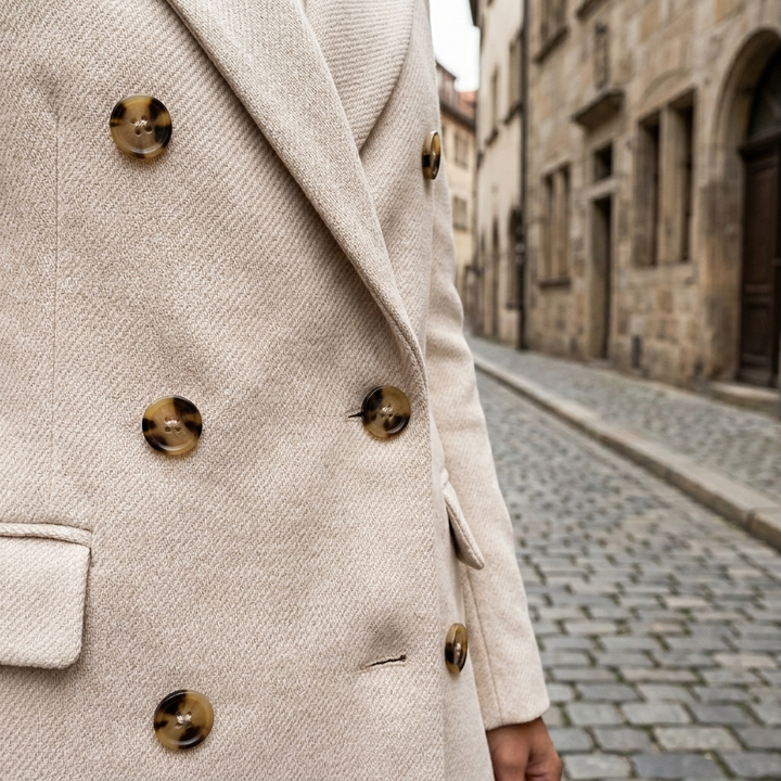 Cappotto lungo da donna incrociato con bottoni