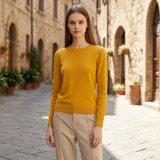 Women's Cashmere Slim Fit Long Sleeve Sweater – Elegant