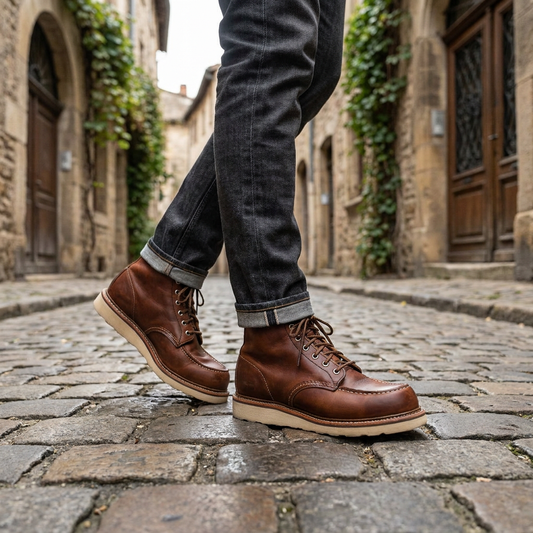 Men's Handmade Leather Boots with Round Toe