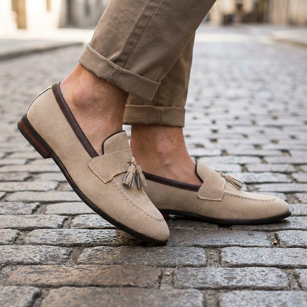 Mocassini da uomo in camoscio casual con frange per camminare  