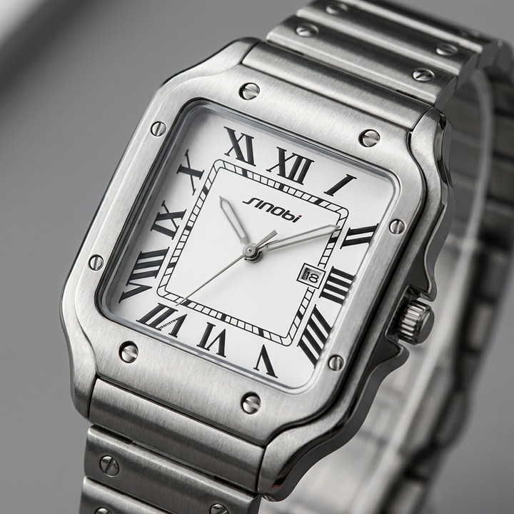 Orologio sportivo da uomo in acciaio con data, casual