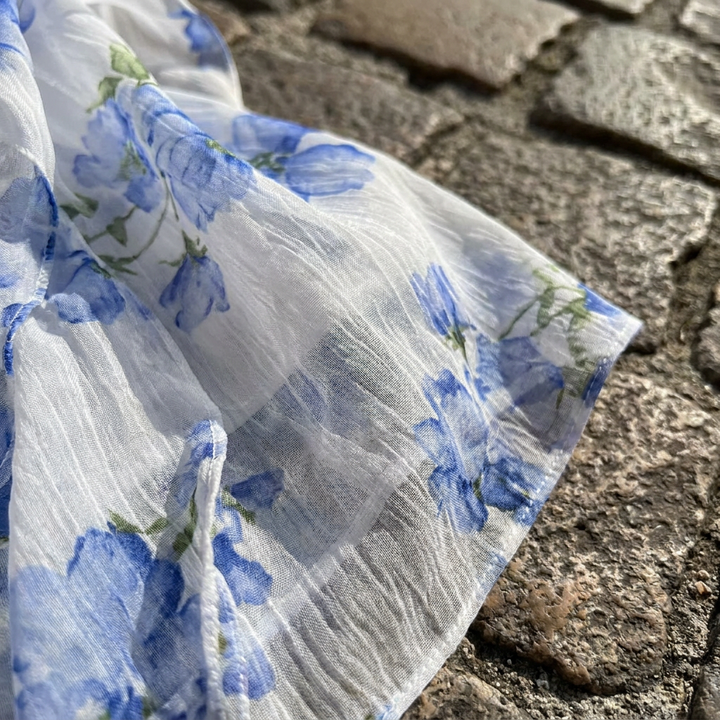 Abito maxi leggero da donna con fantasia floreale | Elegante abito estivo senza maniche  