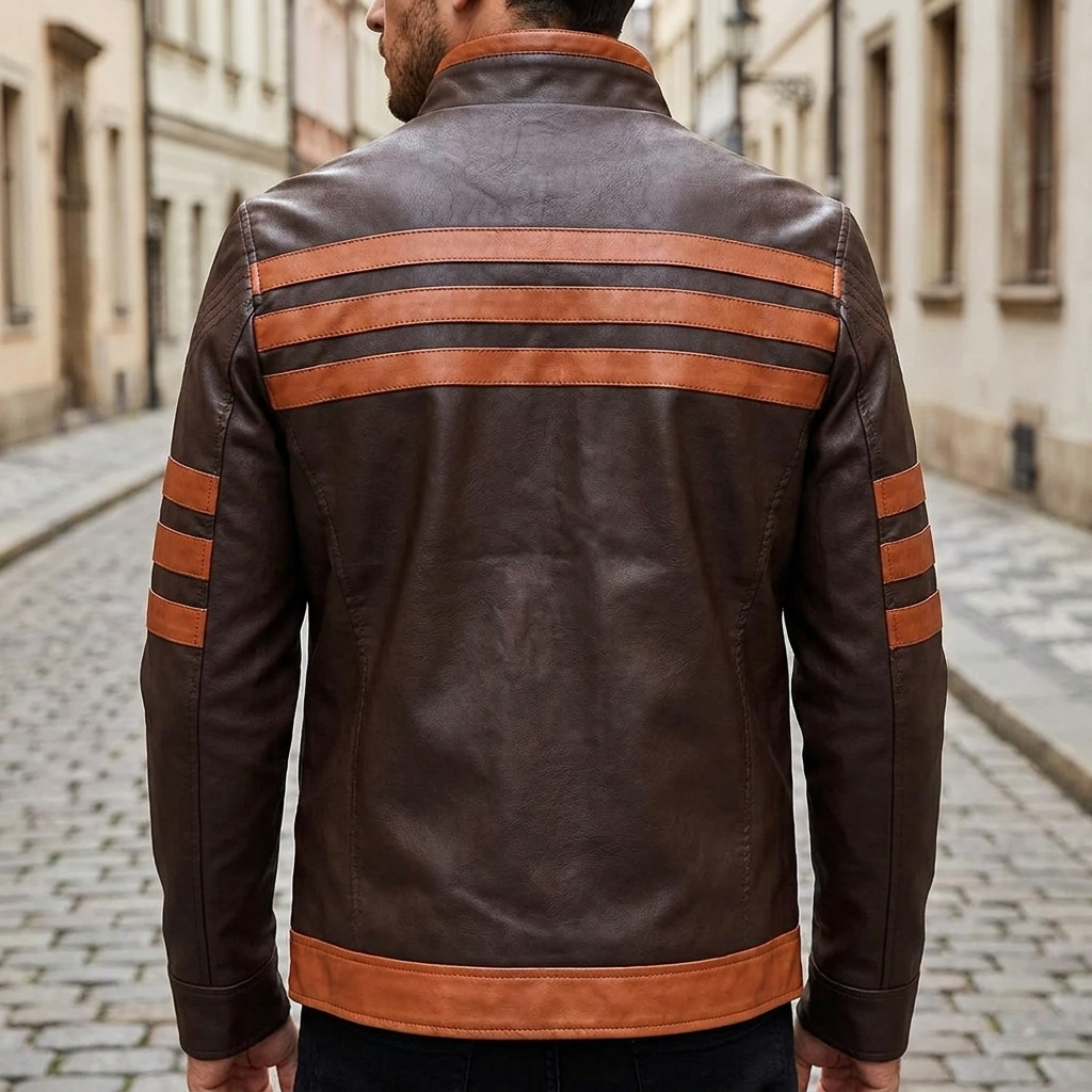 Giacca bomber in pelle PU da uomo slim fit, corta e senza maniche in stile retrò Logan  