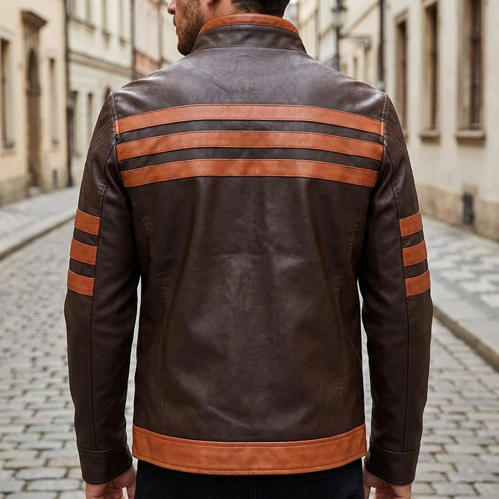 Giacca bomber in pelle PU da uomo slim fit, corta e senza maniche in stile retrò Logan  