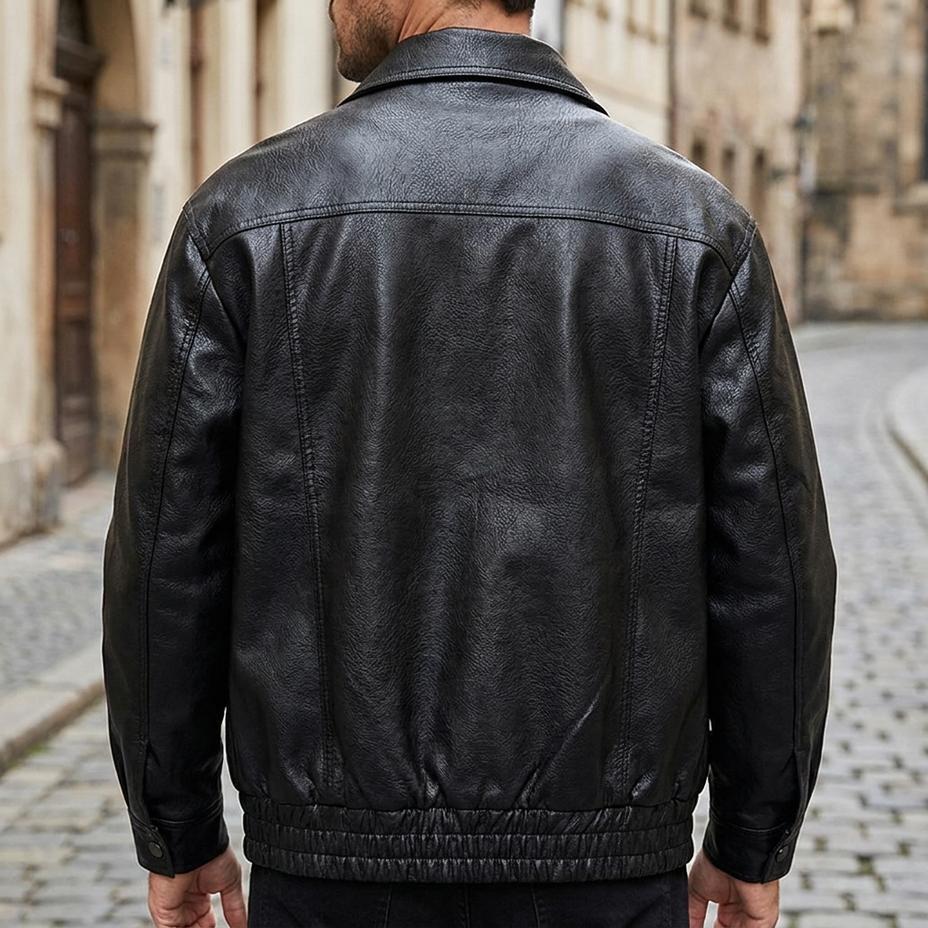 Giacca bomber in pelle da uomo senza maniche slim fit casual  