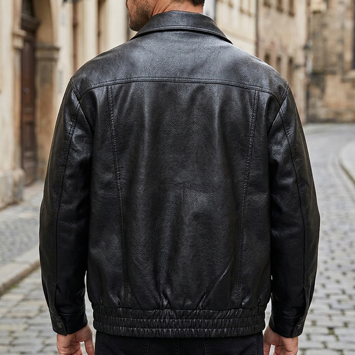 Giacca bomber in pelle da uomo senza maniche slim fit casual  
