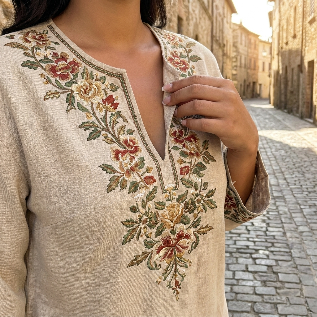 Completo donna con tuta etnica casual a stampa retrò, scollo a V e maniche lunghe, 2 pezzi  