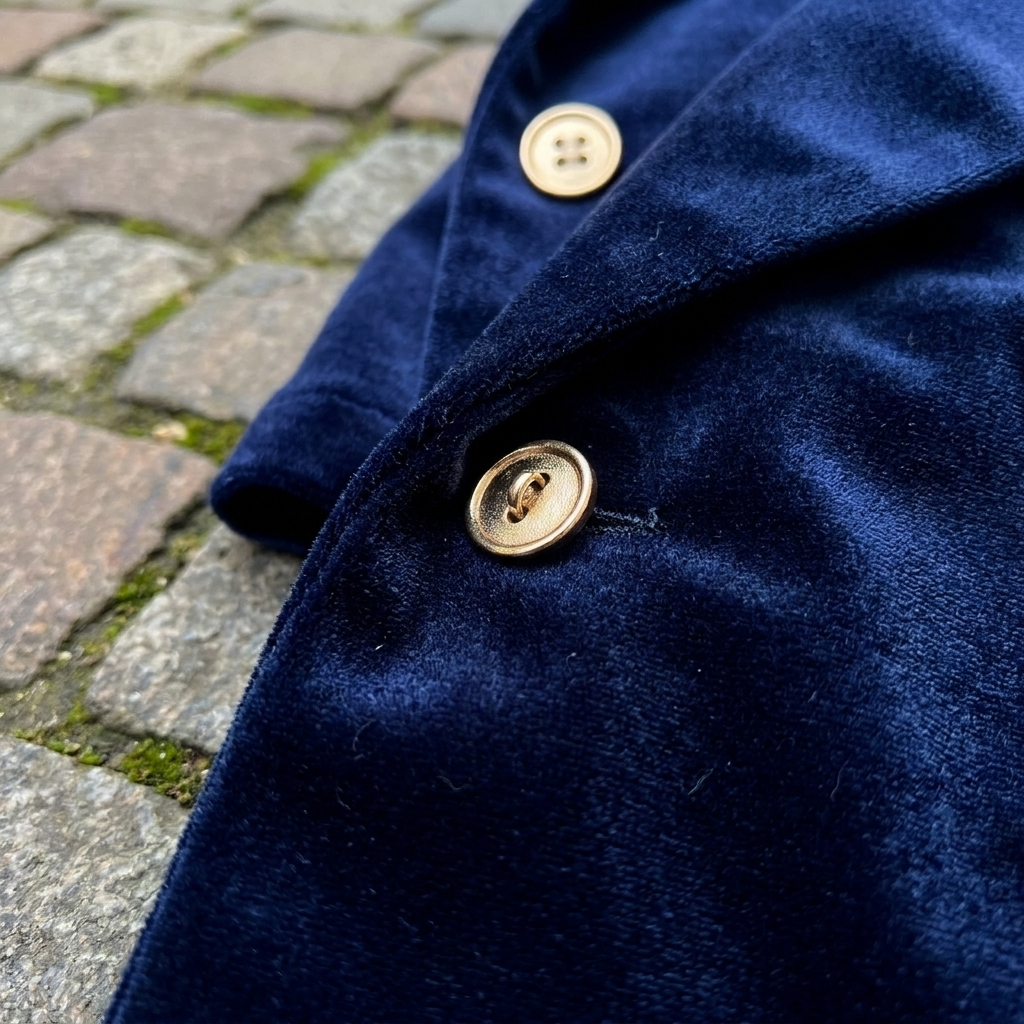 Completo elegante da donna taglie forti con giacca in velluto e bottoni – completo da ufficio in 2 pezzi  