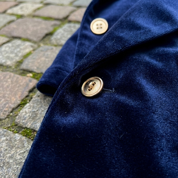 Completo elegante da donna taglie forti con giacca in velluto e bottoni – completo da ufficio in 2 pezzi  