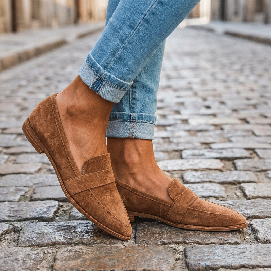 Mocassini ortopedici da donna in morbido camoscio con soletta comfort – casual  