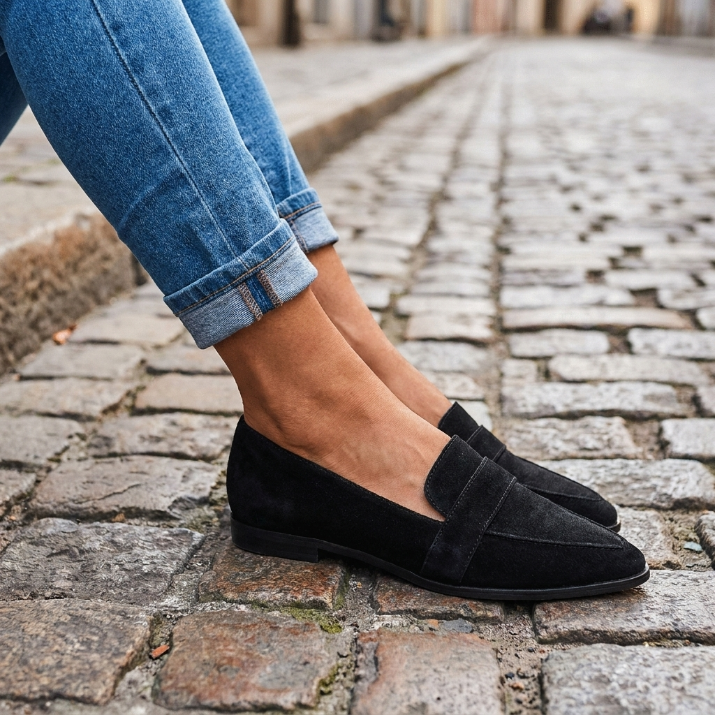 Mocassini ortopedici da donna in morbido camoscio con soletta comfort – casual  