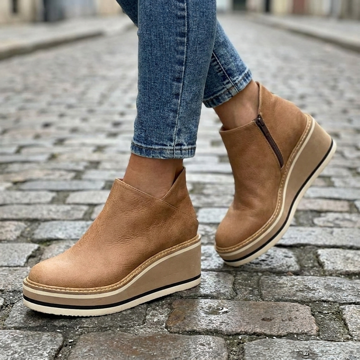 Stivali impermeabili da donna in pelle | calzature ortopediche alla moda per autunno e inverno  