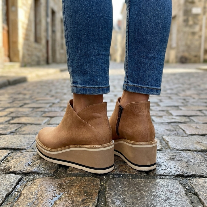 Stivali impermeabili da donna in pelle | calzature ortopediche alla moda per autunno e inverno  