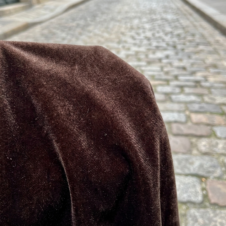 Brown velvet fabric close-up