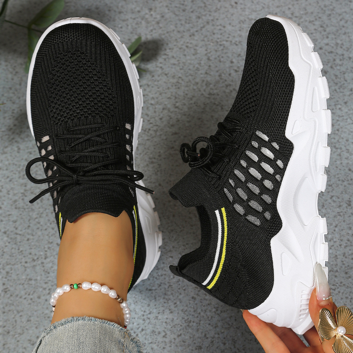 Women's Orthopedic Sneakers in Fabric with Sole