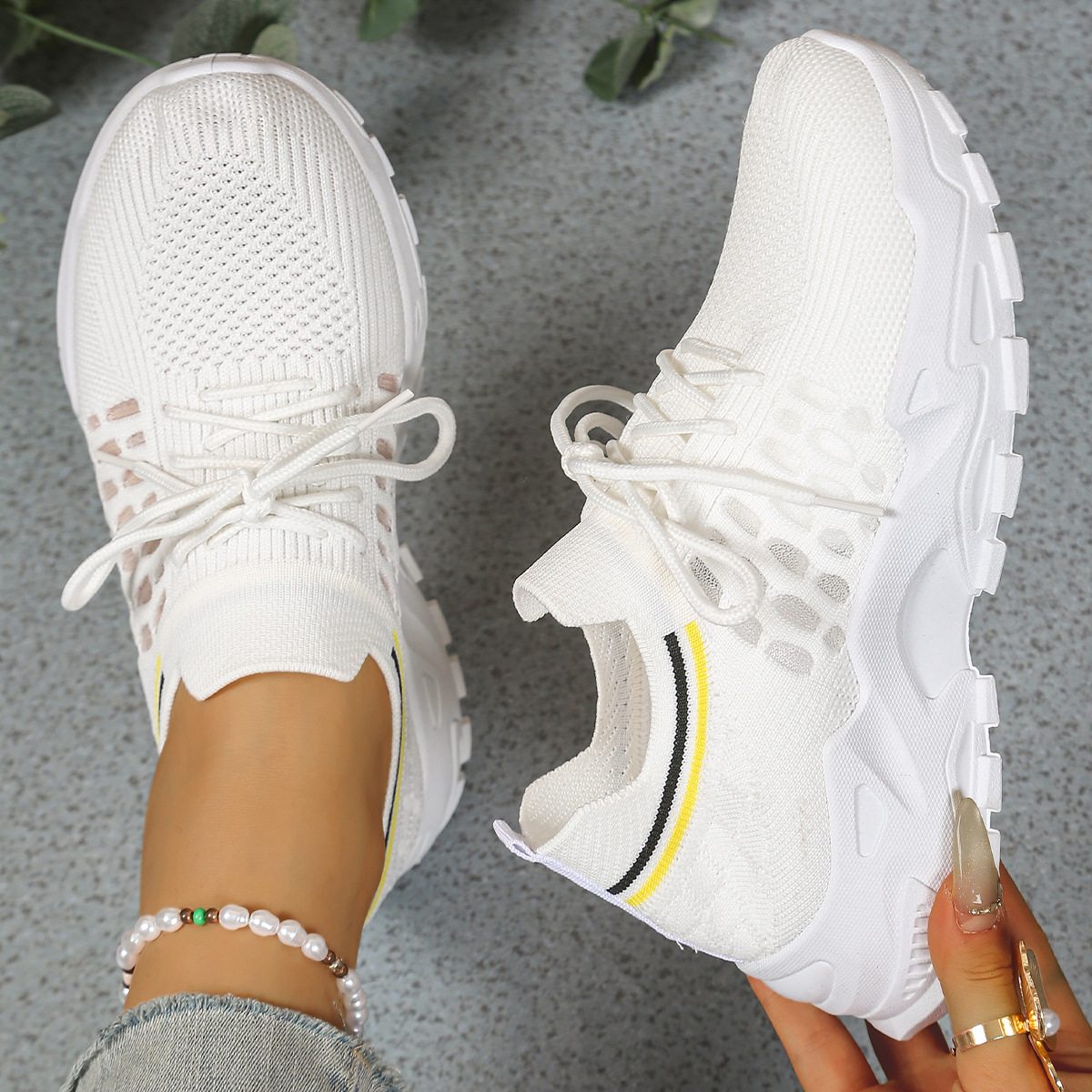 Women's Orthopedic Sneakers in Fabric with Sole