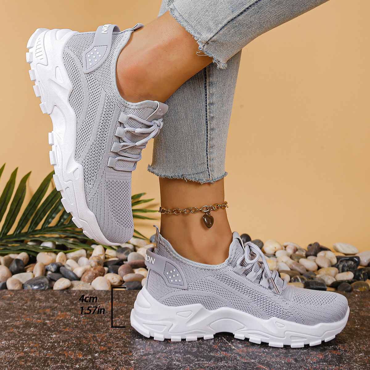 Women's Orthopedic Sneakers in Fabric with Sole
