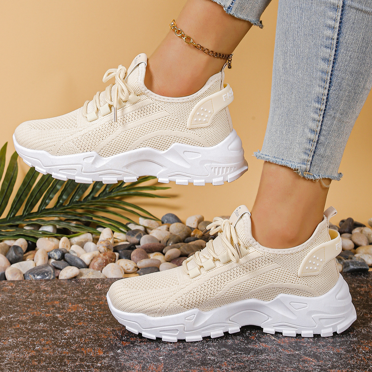 Women's Orthopedic Sneakers in Fabric with Sole